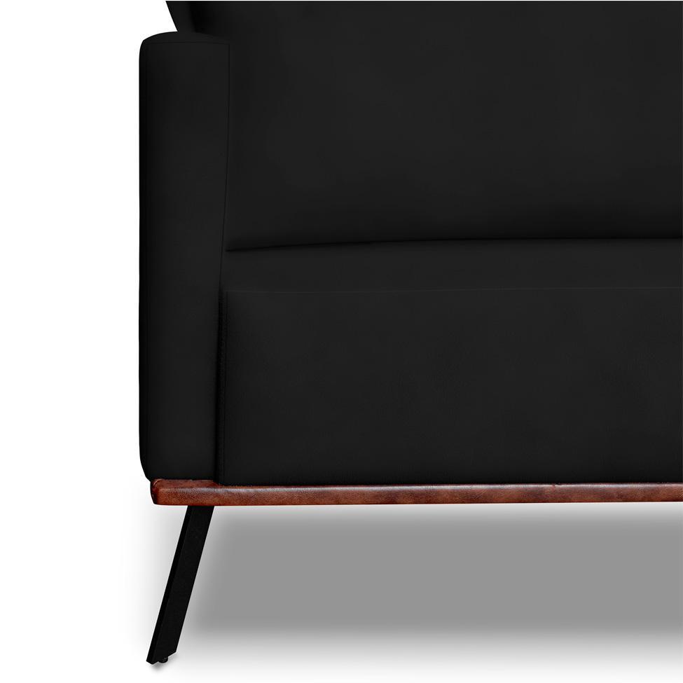 Sofá 3 Lugares Zeus Veludo Preto 180 cm - 5