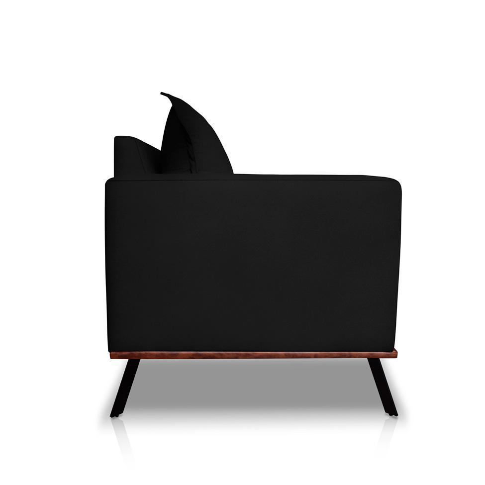 Sofá 3 Lugares Zeus Veludo Preto 180 cm - 7