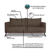 Sofá 3 Lugares Zeus Veludo Marrom 200 cm - 8