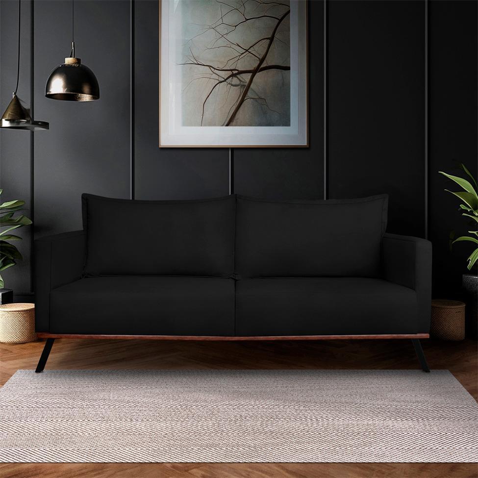 Sofá 3 Lugares Zeus Veludo Preto 220 cm - 2