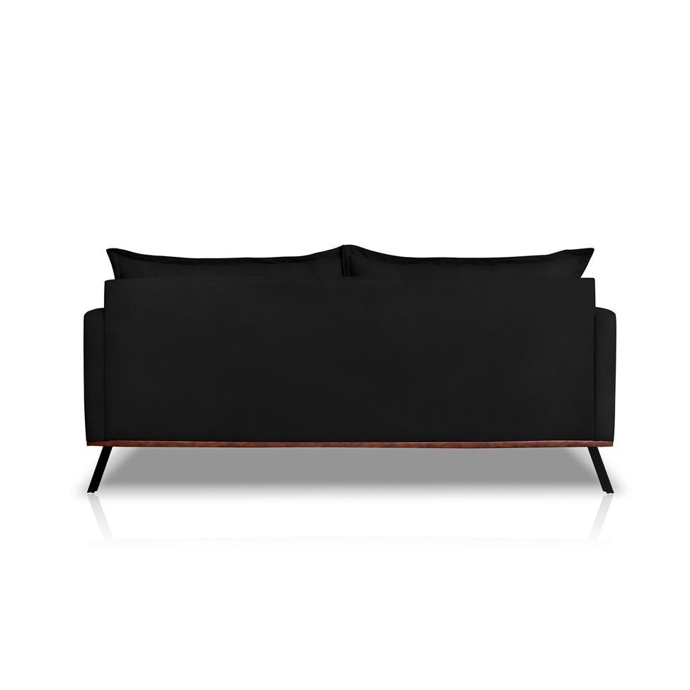 Sofá 3 Lugares Zeus Veludo Preto 220 cm - 4