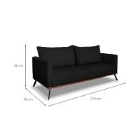 Sofá 3 Lugares Zeus Veludo Preto 220 cm - 3