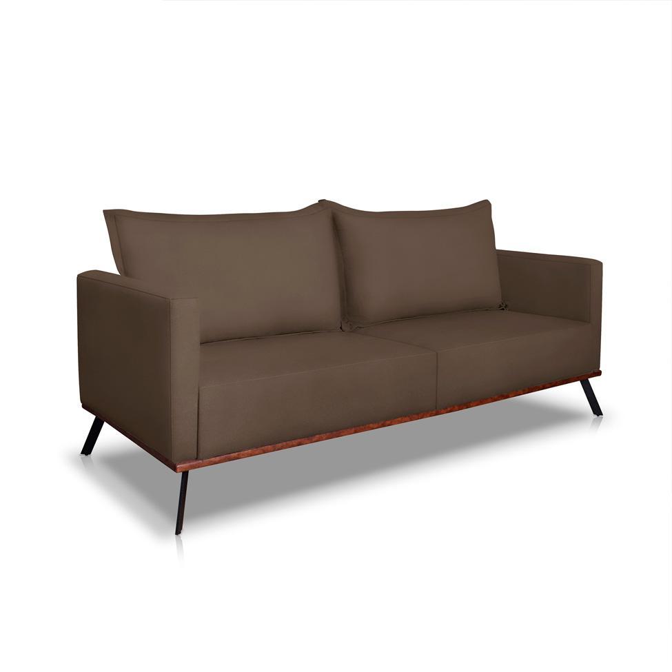 Sofá 3 Lugares Zeus Veludo Marrom 180 cm - 1