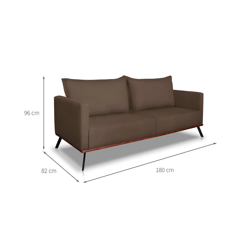 Sofá 3 Lugares Zeus Veludo Marrom 180 cm - 3