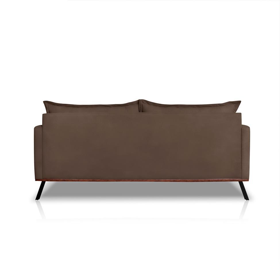 Sofá 3 Lugares Zeus Veludo Marrom 180 cm - 4
