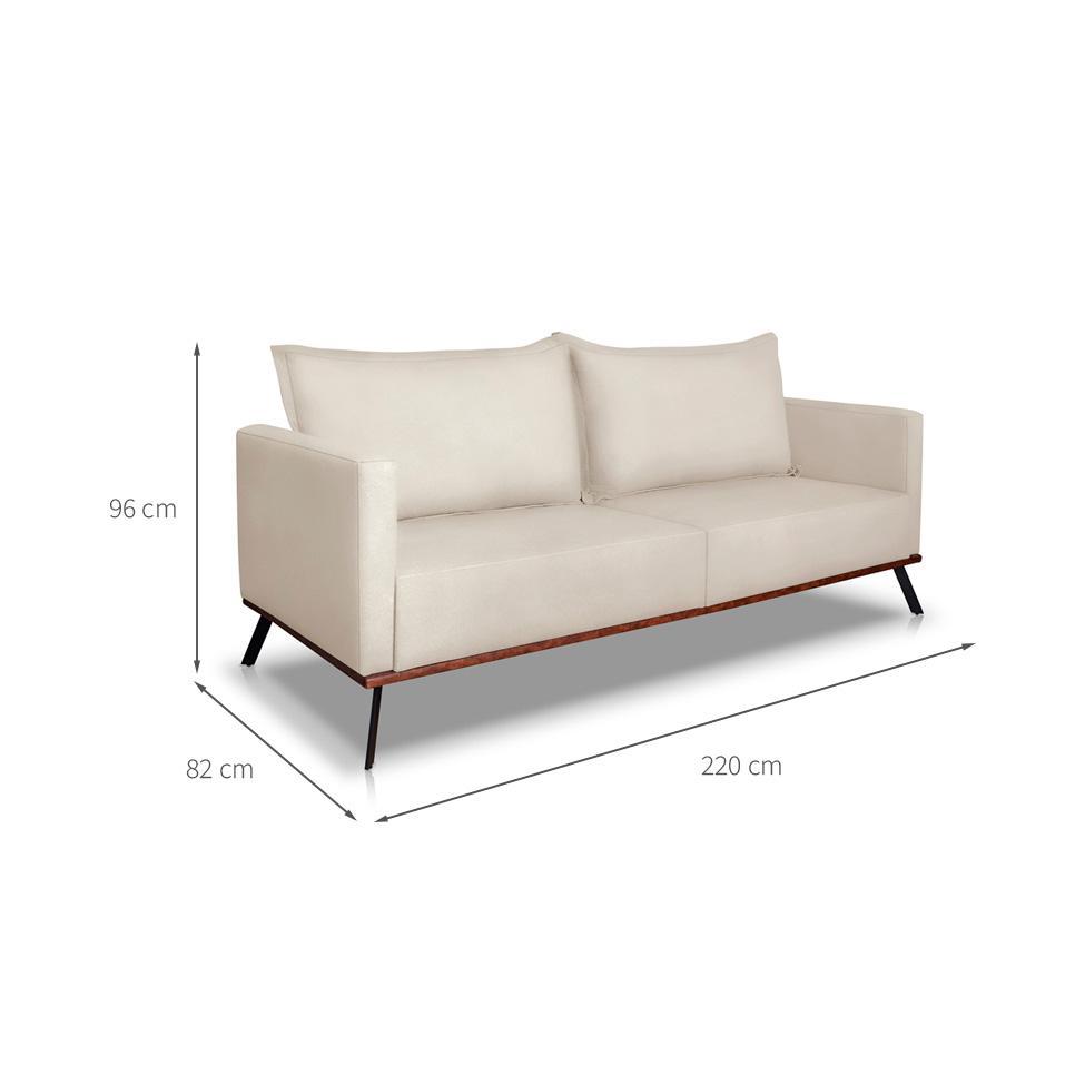 Sofá 3 Lugares Zeus Veludo Bege 220 cm - 3