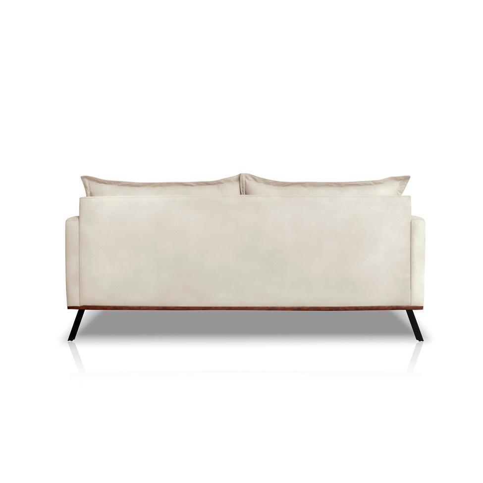 Sofá 3 Lugares Zeus Veludo Bege 220 cm - 4