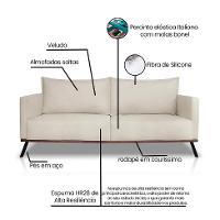 Sofá 3 Lugares Zeus Veludo Bege 220 cm - 8