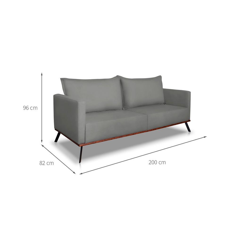 Sofá 3 Lugares Zeus Veludo Cinza Chumbo 200 cm - 3
