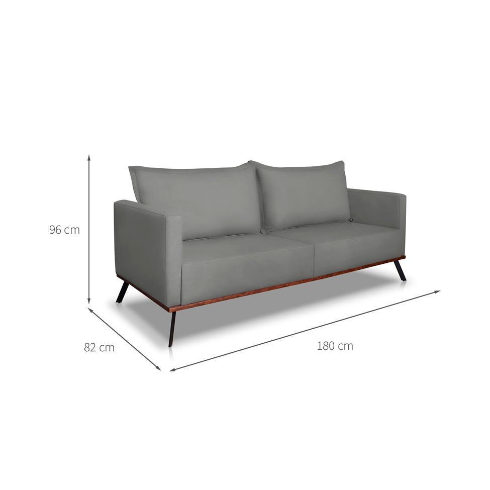 Sofá 3 Lugares Zeus Veludo Cinza Chumbo 180 cm - 3