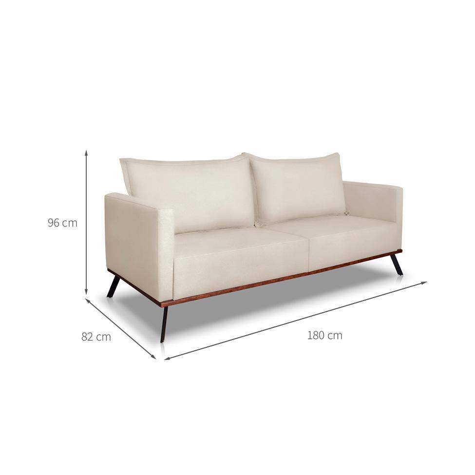 Sofá 3 Lugares Zeus Veludo Bege 180 cm - 3