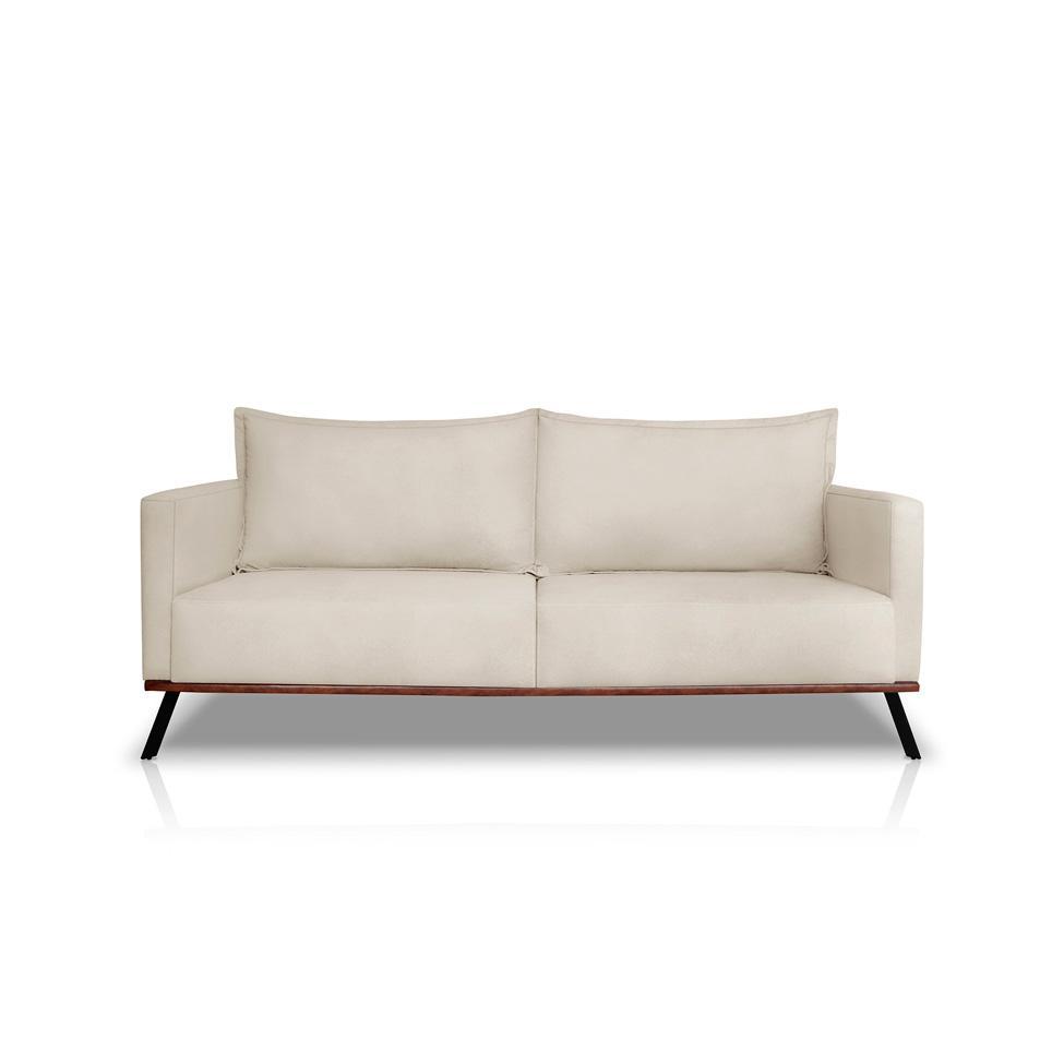 Sofá 3 Lugares Zeus Veludo Bege 180 cm - 6