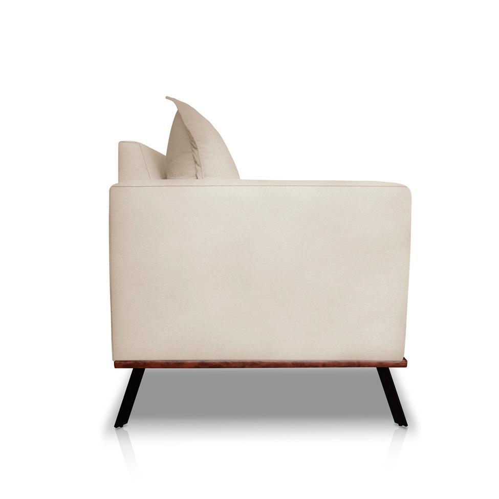 Sofá 3 Lugares Zeus Veludo Bege 180 cm - 7