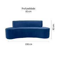 Sofá 3 Lugares Mondo Veludo Azul Marinho - 2