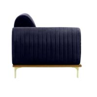 Sofá 3 Lugares Molino com Chaise Direito Veludo Azul Marinho e Dourado - 5