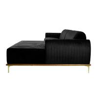 Sofá 3 Lugares Molino com Chaise Direito Veludo Grafite e Dourado - 3