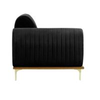 Sofá 3 Lugares Molino com Chaise Direito Veludo Grafite e Dourado - 4