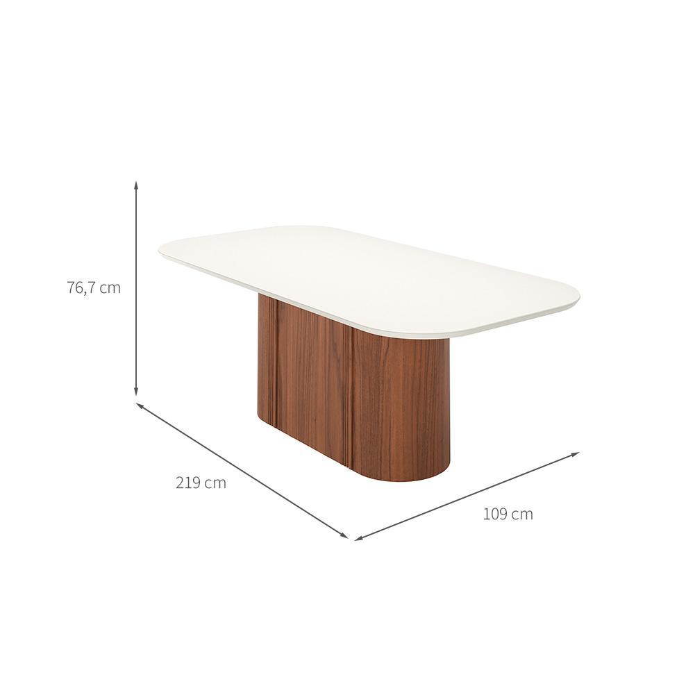 Mesa de Jantar Retangular com Tampo de Vidro Off White Kalina Canela 219 cm - 3