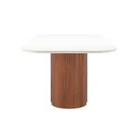 Mesa de Jantar Retangular com Tampo de Vidro Off White Kalina Canela 219 cm