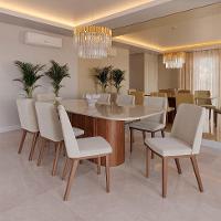 Mesa de Jantar Retangular com Tampo de Vidro Off White Kalina Canela 219 cm - 5