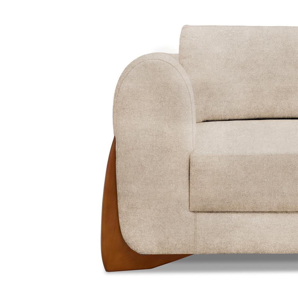 Sofá 3 Lugares Yves Bouclé Bege 220 cm - 5