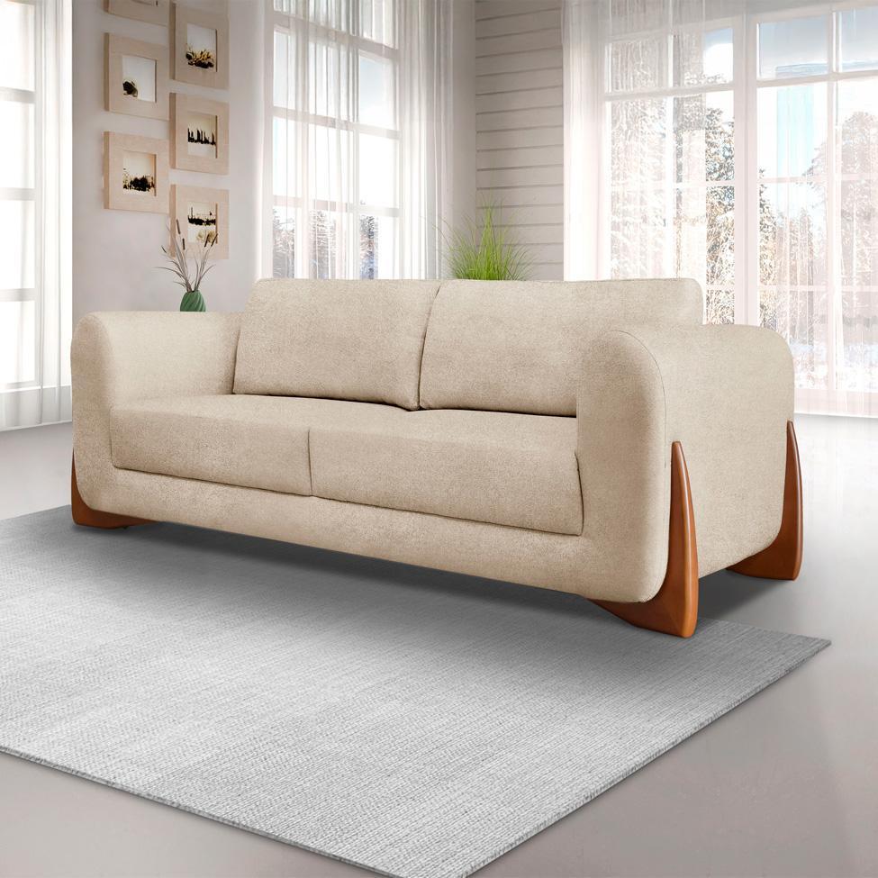 Sofá 3 Lugares Yves Bouclé Bege 200 cm - 2