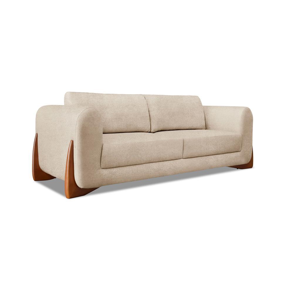 Sofá 3 Lugares Yves Bouclé Bege 230 cm - 1