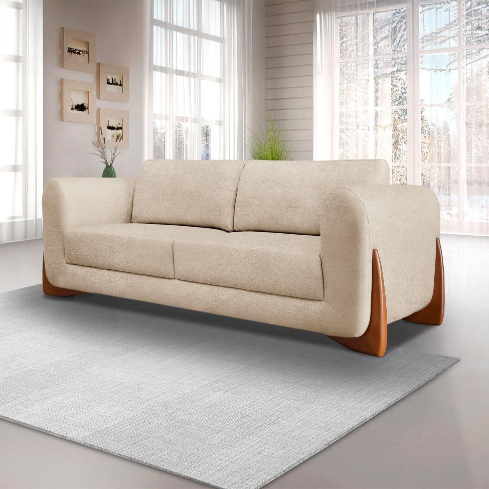 Sofá 3 Lugares Yves Bouclé Bege 230 cm - 2