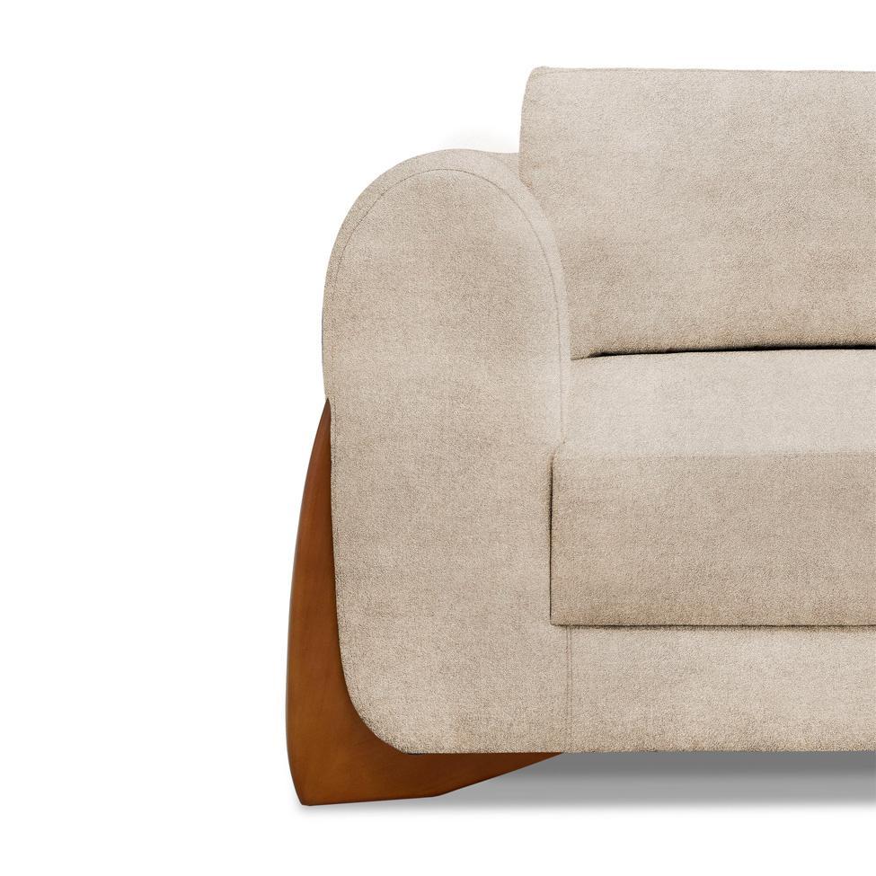 Sofá 3 Lugares Yves Bouclé Bege 230 cm - 5