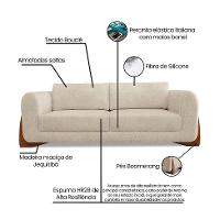 Sofá 3 Lugares Yves Bouclé Bege 230 cm - 9