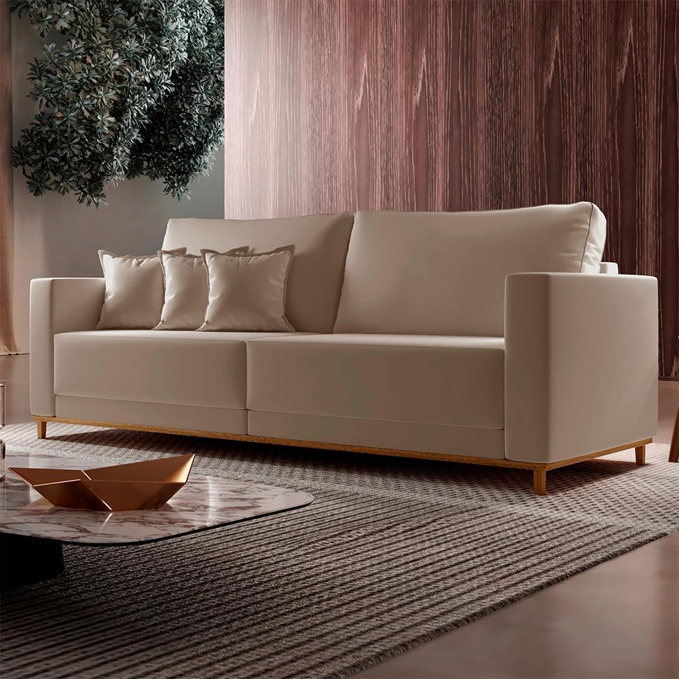 Sofá 3 Lugares Riviera Veludo Marrom 230 cm - 2