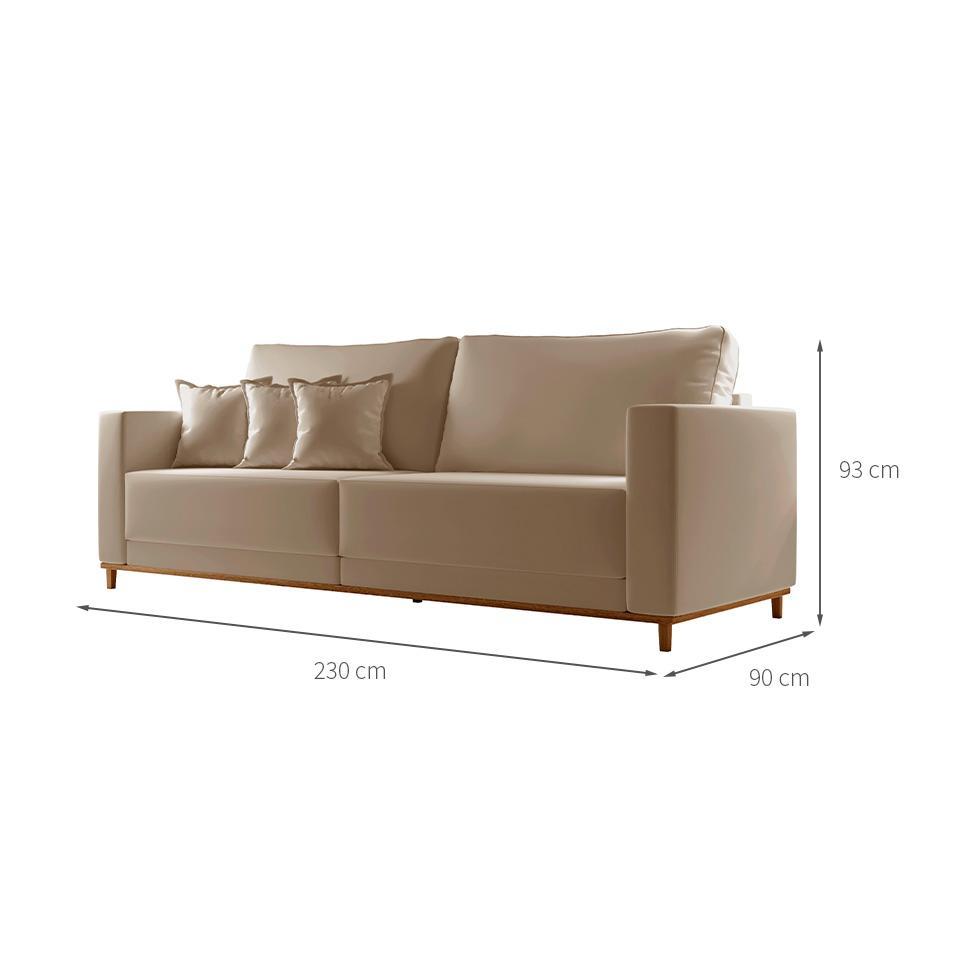 Sofá 3 Lugares Riviera Veludo Marrom 230 cm - 3