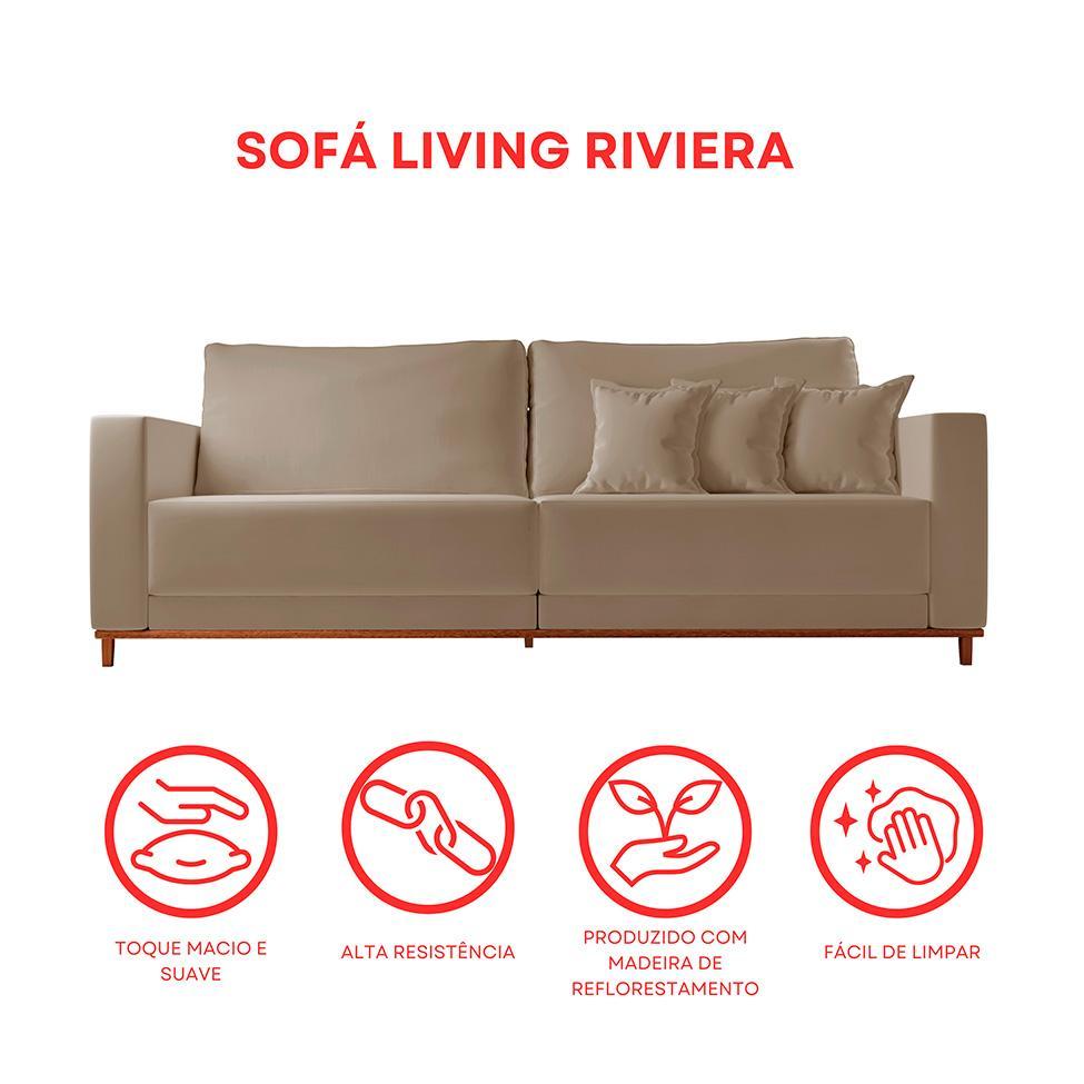 Sofá 3 Lugares Riviera Veludo Marrom 230 cm - 8