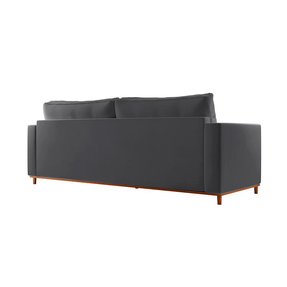 Sofá 3 Lugares Riviera Veludo Cinza 230 cm - 5
