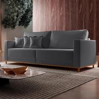 Sofá 3 Lugares Riviera Veludo Cinza 230 cm - 2