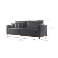 Sofá 3 Lugares Riviera Veludo Cinza 230 cm - 3