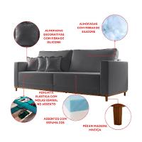 Sofá 3 Lugares Riviera Veludo Cinza 230 cm - 7