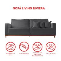 Sofá 3 Lugares Riviera Veludo Cinza 230 cm - 8