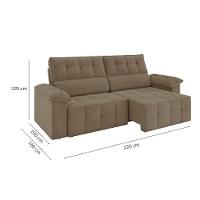 Sofá 3 Lugares Retrátil e Reclinável Santorini Veludo Capuccino 220 cm - 3