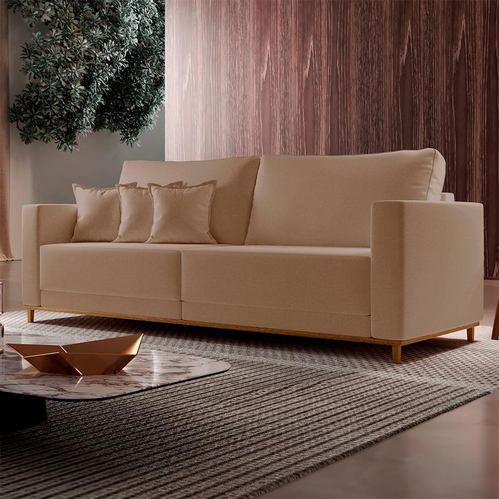 Sofá 3 Lugares Riviera Linho Bege 190 cm - 2