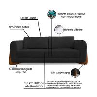 Sofá 4 Lugares Yves Bouclé Preto 250 cm - 9