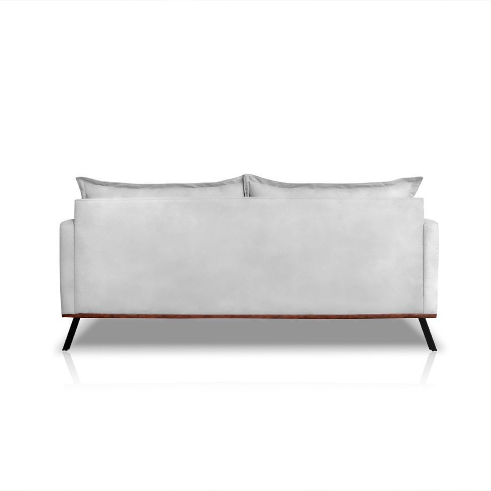 Sofá 3 Lugares Zeus Veludo Prata 180 cm - 4