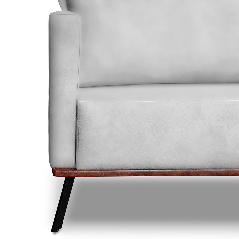 Sofá 3 Lugares Zeus Veludo Prata 180 cm - 5