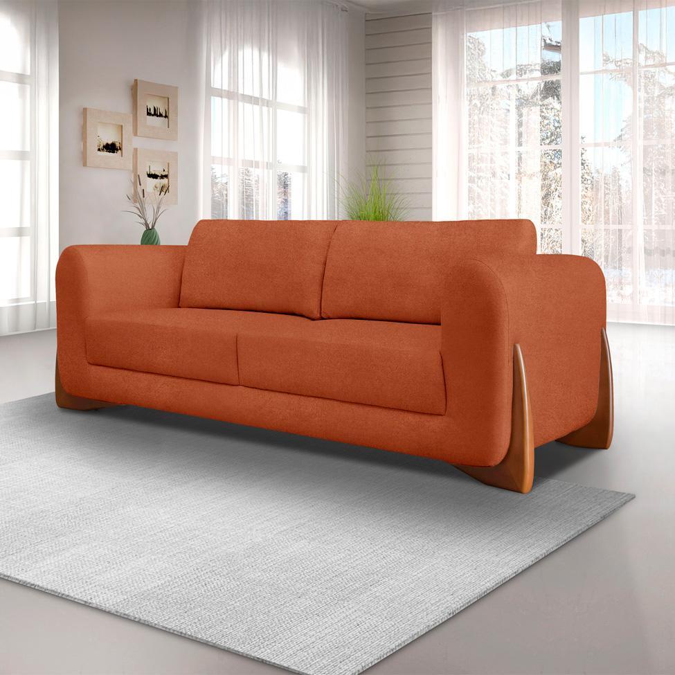 Sofá 3 Lugares Yves Bouclé Terracota 200 cm - 2
