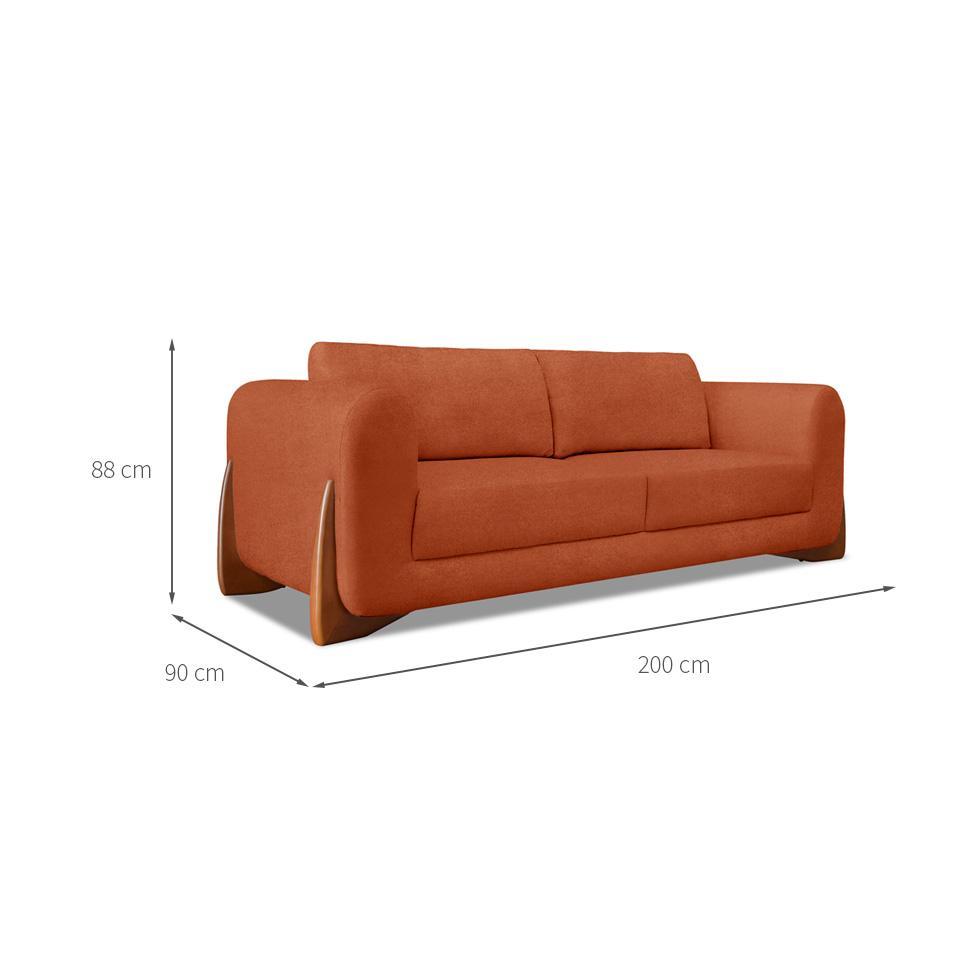 Sofá 3 Lugares Yves Bouclé Terracota 200 cm - 3