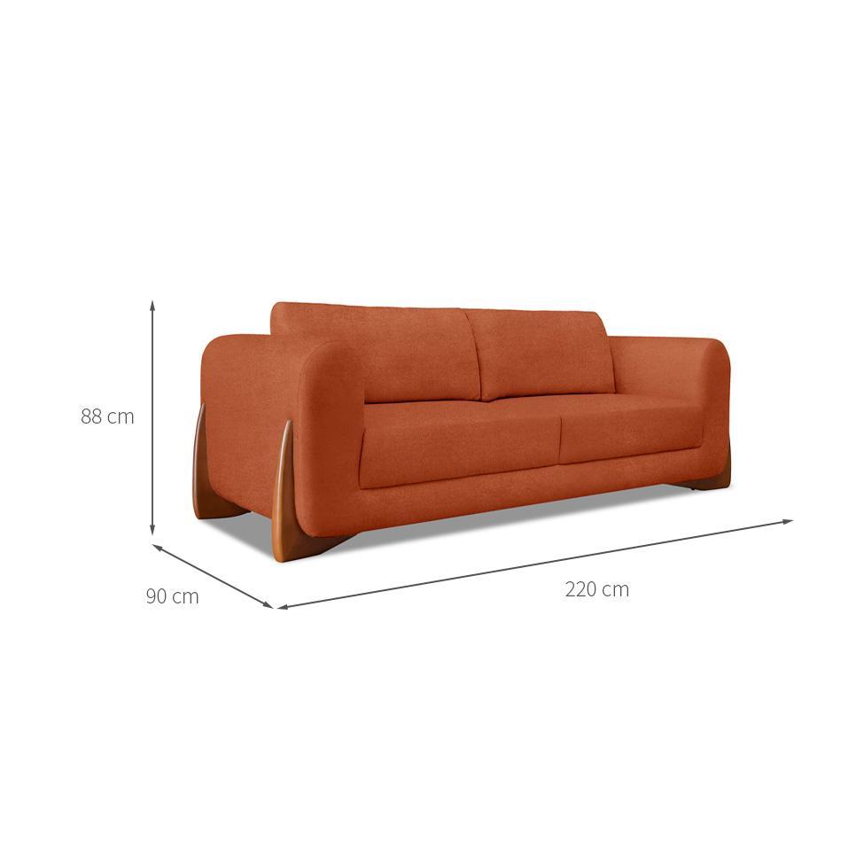 Sofá 3 Lugares Yves Bouclé Terracota 220 cm - 3