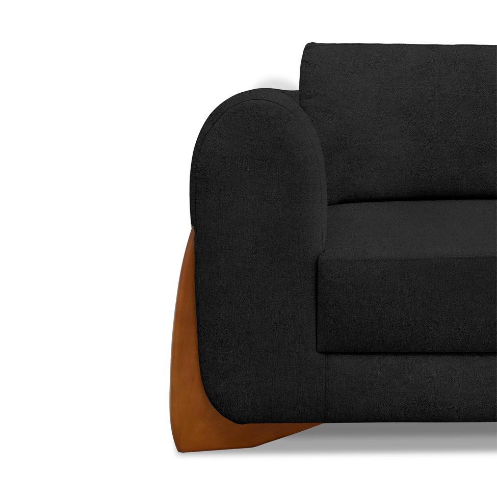 Sofá 3 Lugares Yves Bouclé Preto 220 cm - 5