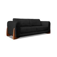 Sofá 3 Lugares Yves Bouclé Preto 220 cm - 1