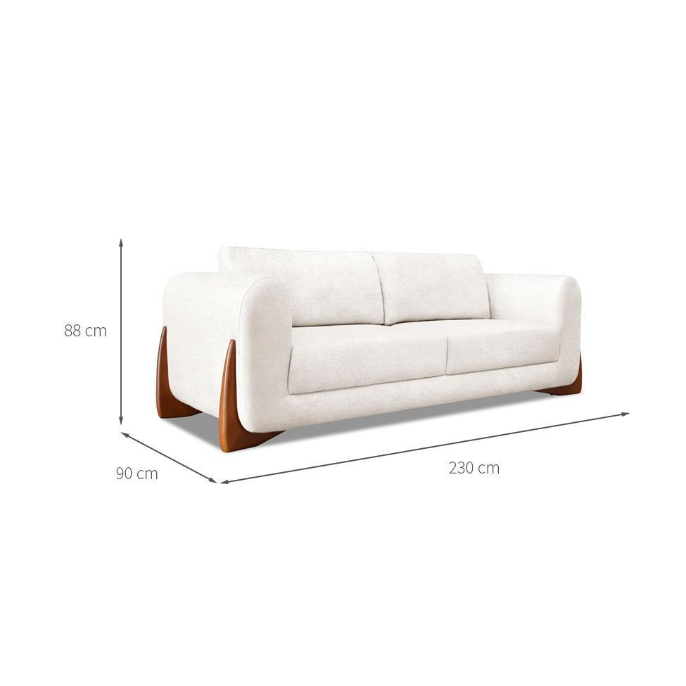 Sofá 3 Lugares Yves Bouclé Off White 230 cm - 3