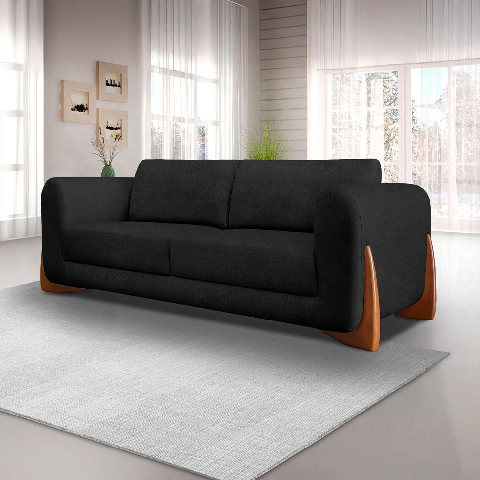 Sofá 3 Lugares Yves Bouclé Preto 180 cm - 2